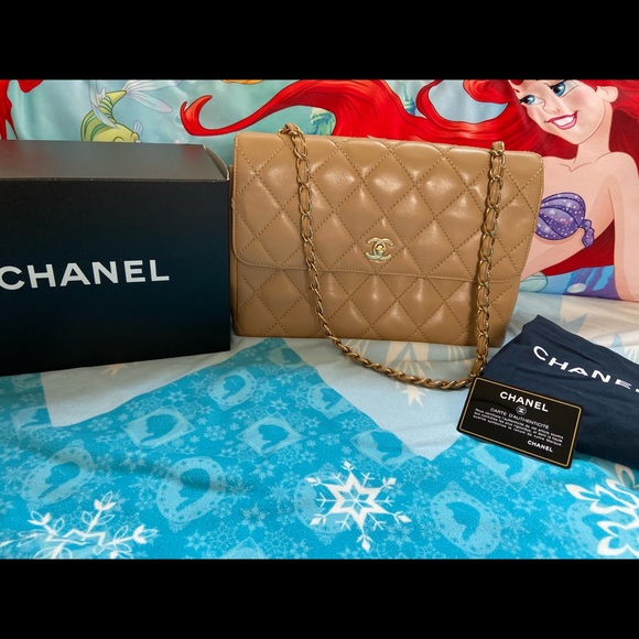 Sold Chanel Beige Single Flap - Picture 1 of 15